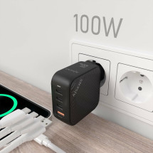 foto de CARGADOR AISENS GAN 100W 3XUSB-C PD3.0 QC4.0 1XUSB-A QC3.0 NEGRO