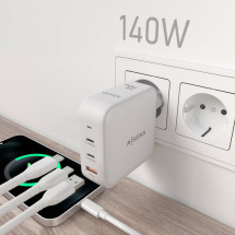foto de CARGADOR AISENS GAN 140W 2XUSB-C PD3.1 QC4.0 1XUSB-A QC3.0 BLANCO