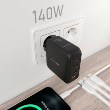 foto de CARGADOR AISENS GAN 140W 2XUSB-C PD3.1 QC4.0 1XUSB-A QC3.0 NEGRO