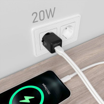 foto de CARGADOR GAN AISENS 20W 1XUSB-C PD3.0 QC4.0 1XUSB-A QC3.0 NEGRO