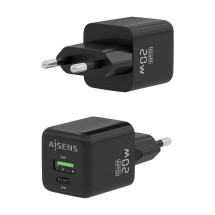 foto de CARGADOR GAN AISENS 20W 1XUSB-C PD3.0 QC4.0 1XUSB-A QC3.0 NEGRO