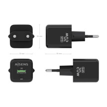 foto de CARGADOR GAN AISENS 20W 1XUSB-C PD3.0 QC4.0 1XUSB-A QC3.0 NEGRO