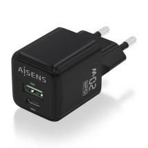 foto de CARGADOR GAN AISENS 20W 1XUSB-C PD3.0 QC4.0 1XUSB-A QC3.0 NEGRO