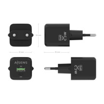 foto de CARGADOR AISENS GAN 25W 1XUSB-C PD3.0 QC4.0 1XUSB-A QC3.0 NEGRO