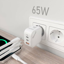 foto de CARGADOR AISENS GAN 65W 2XUSB-C PD3.0 QC4.0 1XUSB-A QC3.0 BLANCO