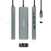 foto de HUB AISENS 5 EN 1 USB-C A 1XHDMI 1XRJ45 2XUSB 1XPD 15CM