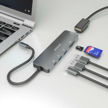 foto de USB-C DOCK AISENS 6 EN 1 USB-C A 1XHDMI 2XUSB-A 1XUSB-C PD 100W 15CM