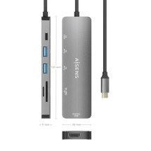foto de USB-C DOCK AISENS 6 EN 1 USB-C A 1XHDMI 2XUSB-A 1XUSB-C PD 100W 15CM