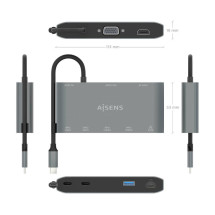 foto de USB-C DOCK AISENS 8 EN 1 HDMI VGA RJ45 2XUSB-A 2XUSB-C 5G USB-C PD