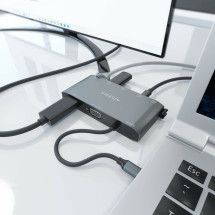 foto de USB-C DOCK AISENS 8 EN 1 HDMI VGA RJ45 2XUSB-A 2XUSB-C 5G USB-C PD