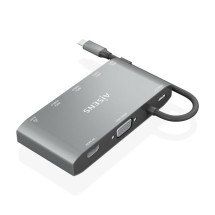 foto de USB-C DOCK AISENS 8 EN 1 HDMI VGA RJ45 2XUSB-A 2XUSB-C 5G USB-C PD