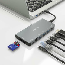 foto de DOCK AISENS 8 EN 1 HDMI RJ45 3XUSB-A USB-C DATOS+PD 1XSD 1XMICRO SD
