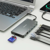 foto de DOCK AISENS 8 EN 1 HDMI RJ45 3XUSB-A USB-C DATOS+PD 1XSD 1XMICRO SD