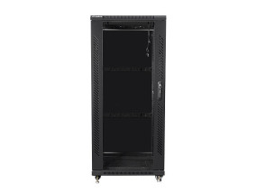 foto de ARMARIO LANBERG 19 27U 600X800 FLAT PACK NEGRO CON PUERTA DE CRISTAL