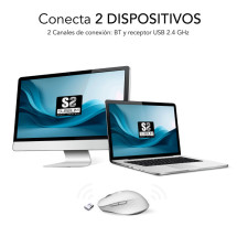 foto de RATON SUBBLIM CURVE ERGO DUAL BLANCO BLUETOOTH BATERIA RECARGABLE