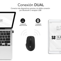 foto de RATON SUBBLIM CURVE ERGO DUAL BLANCO BLUETOOTH BATERIA RECARGABLE