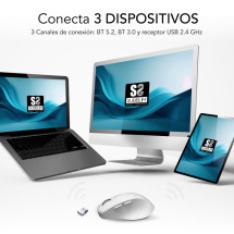 foto de RATON SUBBLIM ERGO DUAL BLANCO BLUETOOTH BATERIA RECARGABLE