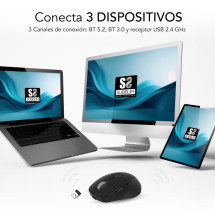 foto de RATON SUBBLIM ERGO DUAL NEGRO BLUETOOTH BATERIA RECARGABLE