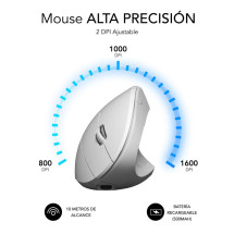 foto de RATON SUBBLIM GLIDE ERGO DUAL BLANCO BLUETOOTH BATERIA RECARGABLE