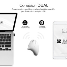 foto de RATON SUBBLIM GLIDE ERGO DUAL BLANCO BLUETOOTH BATERIA RECARGABLE