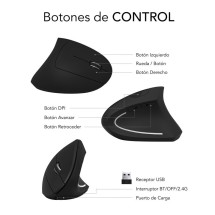 foto de RATON SUBBLIM GLIDE ERGO DUAL NEGRO BLUETOOTH BATERIA RECARGABLE