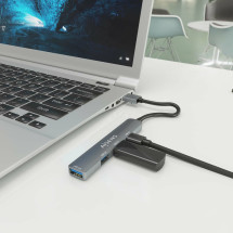 foto de HUB AISENS USB 3.0 ALUMINIO 1XUSB3.0 A/H 3XUSB2.0 A/H GRIS 10CM