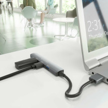 foto de HUB AISENS USB 3.0 ALUMINIO 1XUSB3.0 A/H 3XUSB2.0 A/H GRIS 10CM