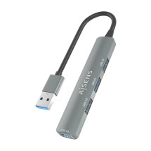 foto de HUB AISENS USB 3.0 ALUMINIO 1XUSB3.0 A/H 3XUSB2.0 A/H GRIS 10CM