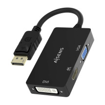 foto de CABLE CONVERSOR AISENS DISPLAYPORT V1.2 A VGA/DVI/HDMI 4K NEGRO 15CM