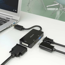 foto de CABLE CONVERSOR AISENS DISPLAYPORT V1.2 A VGA/DVI/HDMI 4K NEGRO 15CM