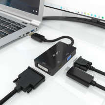 foto de CABLE CONVERSOR AISENS DISPLAYPORT V1.2 A VGA/DVI/HDMI 4K NEGRO 15CM