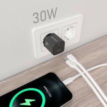 foto de CARGADOR AISENS GAN 30W 1XUSB-C PD3.0 QC4.0 1XUSB-A QC3.0 NEGRO