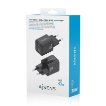 foto de CARGADOR AISENS GAN 30W 1XUSB-C PD3.0 QC4.0 1XUSB-A QC3.0 NEGRO