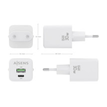 foto de CARGADOR AISENS GAN 30W 1XUSB-C PD3.0 QC4.0 1XUSB-A QC3.0 BLANCO