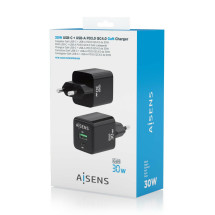 foto de CARGADOR AISENS GAN 30W 1XUSB-C PD3.0 QC4.0 1XUSB-A QC3.0 NEGRO