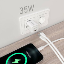 foto de CARGADOR AISENS GAN 35W 1XUSB-C PD3.0 QC4.0 1XUSB-A QC3.0 BLANCO