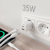 foto de CARGADOR AISENS GAN 35W 1XUSB-C PD3.0 QC4.0 1XUSB-A QC3.0 BLANCO