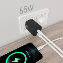 foto de CARGADOR AISENS GAN 65W 2XUSB-C PD3.0 QC4.0 NEGRO