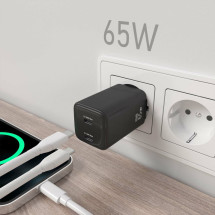 foto de CARGADOR AISENS GAN 65W 2XUSB-C PD3.0 QC4.0 NEGRO