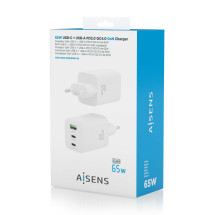 foto de CARGADOR AISENS GAN 65W 2XUSB-C PD3.0 QC4.0 1XUSB-A QC3.0 BLANCO