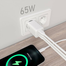 foto de CARGADOR AISENS GAN 65W 2XUSB-C PD3.0 QC4.0 1XUSB-A QC3.0 BLANCO