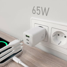 foto de CARGADOR AISENS GAN 65W 2XUSB-C PD3.0 QC4.0 1XUSB-A QC3.0 BLANCO