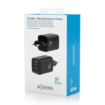 foto de CARGADOR AISENS GAN 65W 2XUSB-C PD3.0 QC4.0 1XUSB-A QC3.0 NEGRO