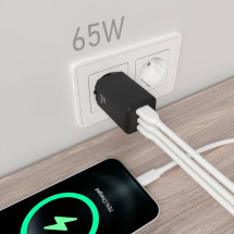 foto de CARGADOR AISENS GAN 65W 2XUSB-C PD3.0 QC4.0 1XUSB-A QC3.0 NEGRO