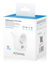 foto de REGLETA PARED AISENS 1 TOMA USB-C 20W PD3.0 USB-A 20W QC3.0 BLANCO