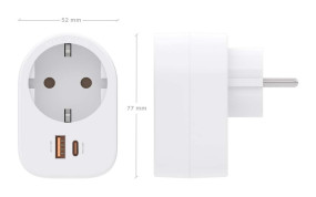foto de REGLETA PARED AISENS 1 TOMA USB-C 20W PD3.0 USB-A 20W QC3.0 BLANCO