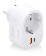 foto de REGLETA PARED AISENS 1 TOMA USB-C 20W PD3.0 USB-A 20W QC3.0 BLANCO