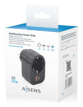 foto de REGLETA PARED AISENS 1 TOMA USB-C 20W PD3.0 USB-A 20W QC3.0 NEGRO