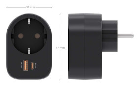 foto de REGLETA PARED AISENS 1 TOMA USB-C 20W PD3.0 USB-A 20W QC3.0 NEGRO