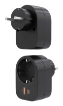 foto de REGLETA PARED AISENS 1 TOMA USB-C 20W PD3.0 USB-A 20W QC3.0 NEGRO